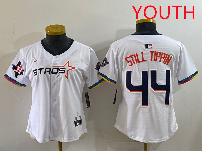 Youth Houston Astros #44 Still Tippin White Four generations Joint Name 2025 Nike MLB Jersey style 10